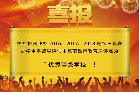 熱烈祝賀南昌向遠軌道技術(shù)學校2016、2017、2018連續(xù)三年被南昌市教育局評定為“優(yōu)秀等級學校”！